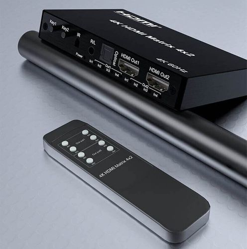 Matrix HDMI Switch Splitter 4x2 4K HDCP Rozdzielacz Toslink Jack + Pilot IR na Arena.pl