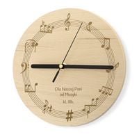 DREWNINAY ZEGAR NUTY z GRAWEREM na PREZENT dla NAUCZYCIELA MUZYKI