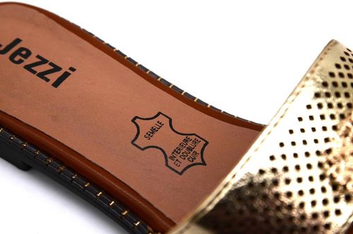 Klapki damskie z aplikacją JEZZI RMR24148-3 - brązowo-złote 37 na Arena.pl