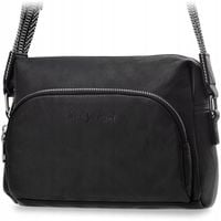 Torebka Damska Na Ramię Z Paskiem Crossbody Skóra Eko Czarna Solidna