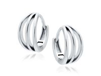 ELEGANCKIE KLASYCZNE RODOWANE SREBRNE KOLCZYKI POTRÓJNE AŻUROWE KÓŁKA