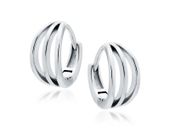 ELEGANCKIE KLASYCZNE RODOWANE SREBRNE KOLCZYKI POTRÓJNE AŻUROWE KÓŁKA