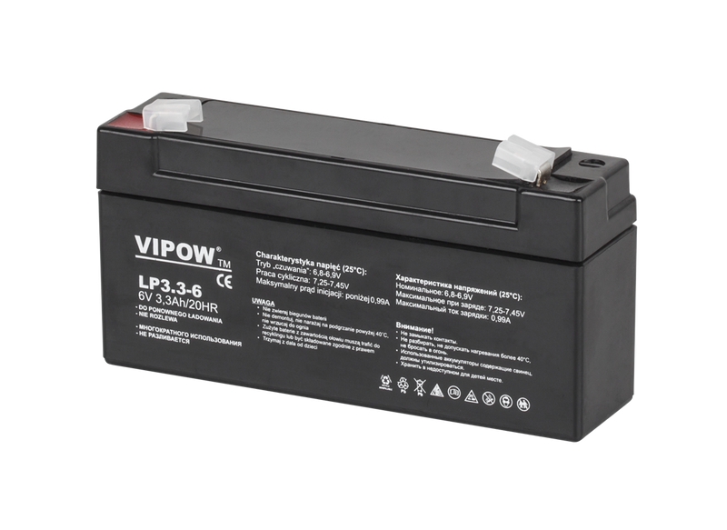 BAT0205 Akumulator żelowy VIPOW 6V 3.3Ah zdjęcie 1