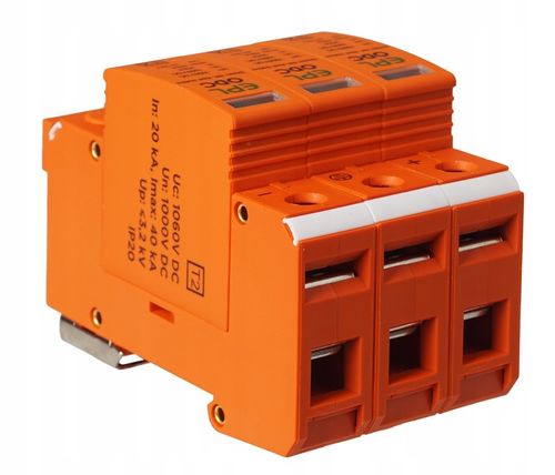 OGRANICZNIK OCHRONNIK PRZEPIĘĆ PRZEPIĘCIOWY FOTOWOLTAIKA 1000V DC 3P na Arena.pl