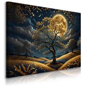 Obraz Na Płótnie Do Salonu Abstrakcja Pejzaż Drzewa Księżyc 120cm x 80cm