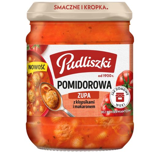 Pudliszki zupa POMIDOROWA Z KLOPSIKAMI I MAKARONEM gotowe danie SŁOIK 440g na Arena.pl