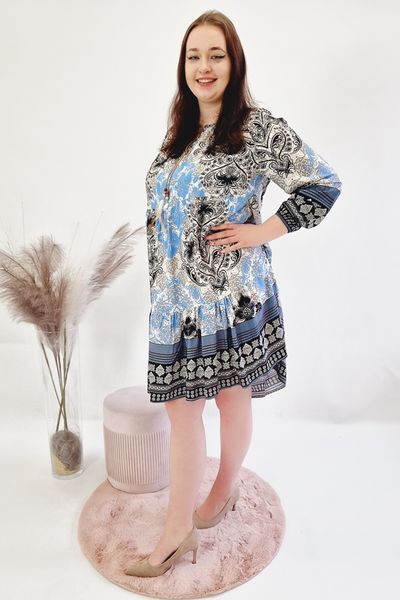 Zwiewna Sukienka w Stylu Boho Niebieska UNI zdjęcie 6