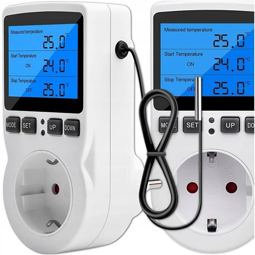 TERMOSTAT ELEKTRONICZNY REGULATOR TEMPERATURY GNIAZDO SIECI 230V MAX. 3680W na Arena.pl