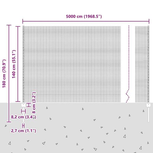 Ogrodzenie z słupkami Zielony 1.4 x 50 m Stal na Arena.pl