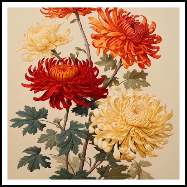Plakat 90x90cm Tańczące Chryzantemy zdjęcie 3