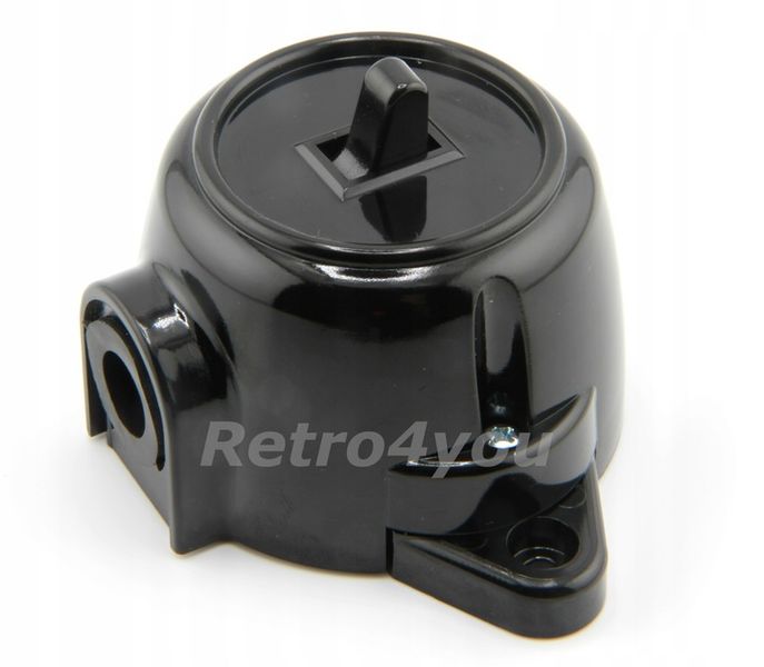 Włącznik czarny retro loft PRL zdjęcie 3