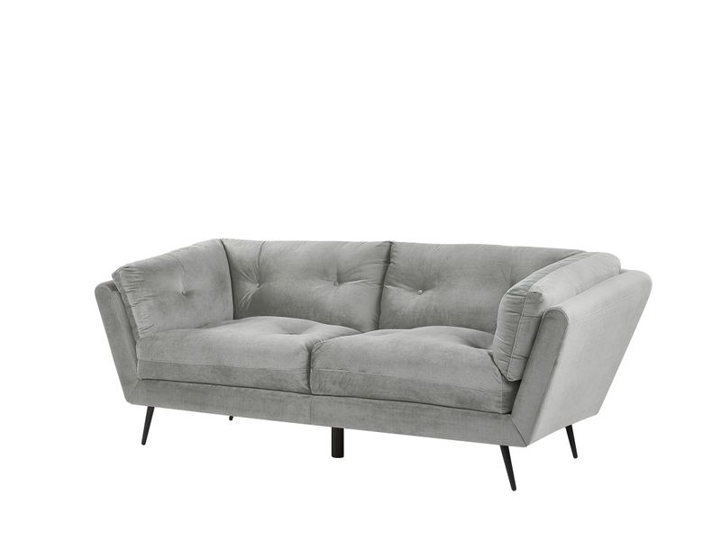 Sofa 3-osobowa welurowa szara LENVIK zdjęcie 3