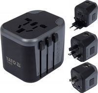 2X YATO ADAPTER PODRÓŻNY PRZEJŚCIÓWKA Z ŁADOWARKĄ 2XUSB USA UK EU YT-81301