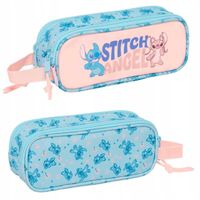 Piórnik Szkolny Podwójny Dla Dziewczynki Saszetka Różowy Niebieski Stitch