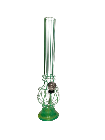Fajka Wodna z Akrylu Bongo Akrylowe Przezroczyste w Zielone Paski zdjęcie 1