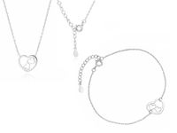 Elegancki rodowany srebrny komplet celebrytka serca serduszka heart srebro 925 Z1820ZR