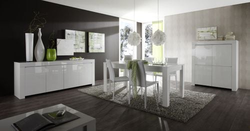 Amalfi komoda biała lakierowana 210 cm wysoki połysk salon na Arena.pl