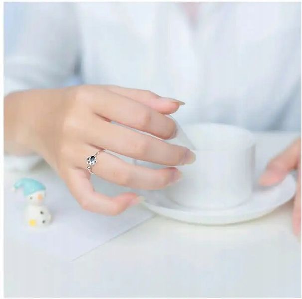 Srebrny pierścionek otwarty ŁAPKA PUPILA psia łapa regulowany S925 zdjęcie 2