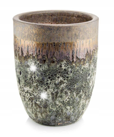 Doniczka ceramiczna osłonka okrągła Vintage złoto-brązowa 25 cm