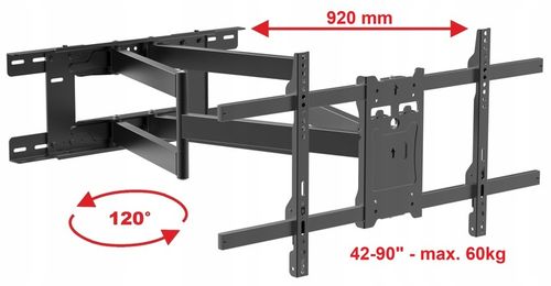 92cm DŁUGI Uchwyt do Telewizora Wieszak TV 42-90 cale ULTRA MOCNY TEST na Arena.pl