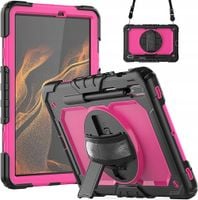 Pancerne Etui z Obrotową Podstawką do Samsung Galaxy Tab S7/8 Różowe