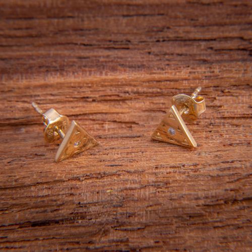 Złote Kolczyki Sztyfty Trójkąt Cyrkonia na Arena.pl