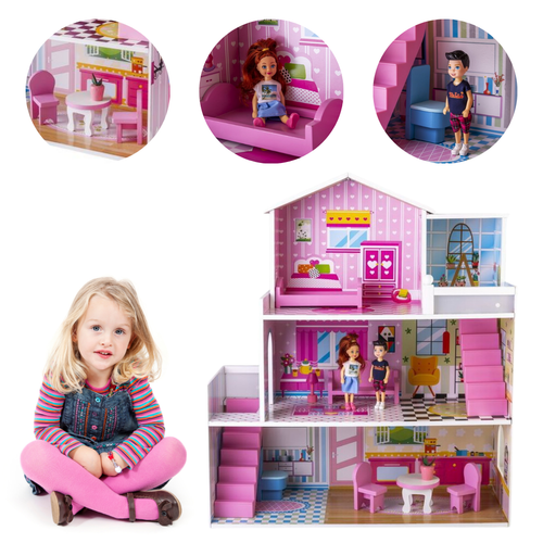 Śliczny drewniany domek dla lalek do wysokości ok. 18 cm na Arena.pl