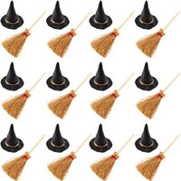 Mini kapelusz czarownicy z miotłą 50 szt. – Broom with hat