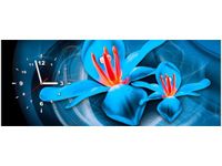 100X40CM ZEGAR NIEBIESKIE KOSMICZNE KWIATY JAKUB BANAŚ OBRAZ