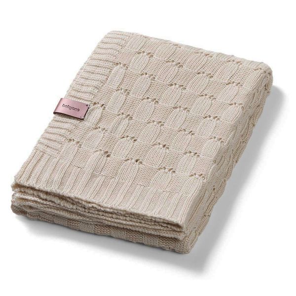 BABYONO Kocyk dzianinowy bambusowy BEŻOWY zdjęcie 1