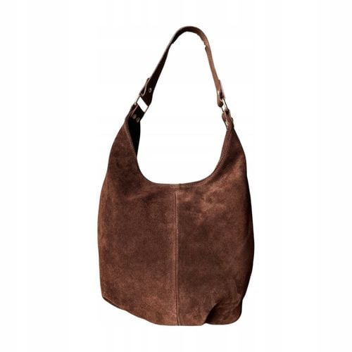 BRĄZOWA ZAMSZOWA TOREBKA WOREK CZEKOLADOWA TOREBKA ZAMSZ NATURALNY NA ZAMEK na Arena.pl