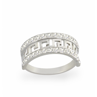 SREBRNY PIERŚCIONEK Z WZÓREM GRECKIM I CYRKONIAMI SREBRO PRÓBY 925