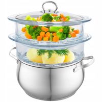 GARNEK DO GOTOWANIA NA PARZE PAROWAR SZKLANY BEZ TŁUSZCZU INDUKCJA 2 SITA