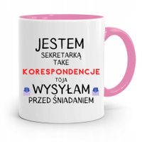Kubek Różowy Prezent Dla Sekretarki Jestem Z Nadrukiem Ze Zdjęciem