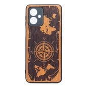 Drewniane Etui Bewood do Motorola G54 5G RÓŻA WIATRÓW MERBAU