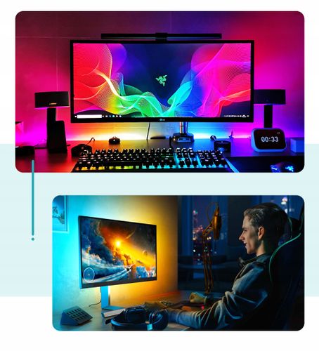 Taśma LED RGBIC PC Ambilight Synchronizacja ekranu na Arena.pl