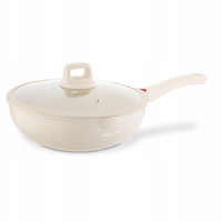PATELNIA WOK Głęboka Indukcja GAZ POKRYWKA Konighoffer Creamy Marble 30 cm