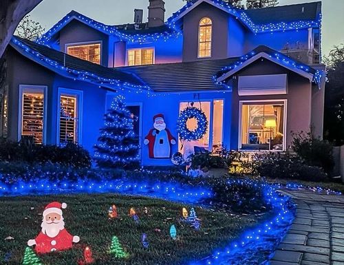 LAMPKI CHOINKOWE 1000 LED FLASH ZEWNĘTRZNE WEWNĘTRZNE ŚWIĘTA NIEBIESKIE na Arena.pl