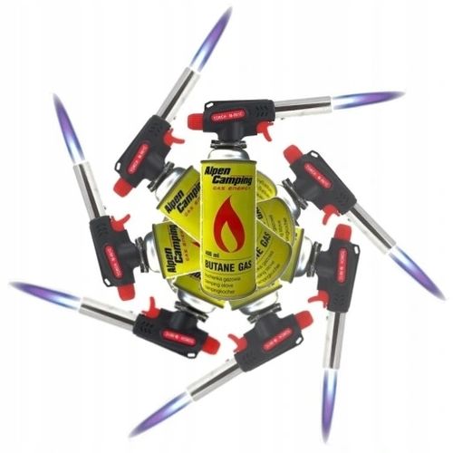 Palnik gazowy na Kartusze Torch Czarno Czerwony M-961C 1300 W + 4 x na Arena.pl