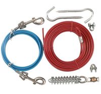 KERBL mocna linka lina stalowa x 2 smycz psa z amortyzatorem wybieg 15m +3m