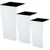 Zestaw 3x Doniczka Donica Wkład Biały Połysk Duża