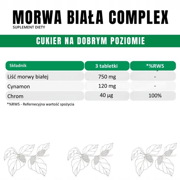 Morwa Biała COMPLEX + Cynamon i Chrom Suplement Diety ZESTAW 400 TABLETEK zdjęcie 2