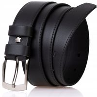 SEPHER Pasek skórzany 3cm CZARNY przeszycie klasyk