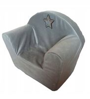 Fotelik z pianki dla dzieci pufa welur/plusz szary
