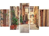 70 100CM OBRAZ 5 ELEM STARA ALEJKA TOSKANII DRUK PŁÓTNO