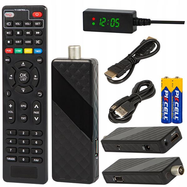 DEKODER TUNER TV DVB-T2 HEVC H.265 FULL HD MINI STICK PILOT ZESTAW HDMI USB zdjęcie 1