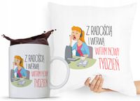 Zestaw Poduszka + Kubek Śmieszny Zabawny Prezent Z Nadrukiem Ze Zdjęciem
