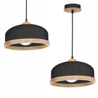 Lampa Sufitowa STUDIO Czarny Brązowy Metalowy Klosz 1xE27 32x90cm Wisząca