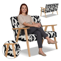 Sofa w stylu PRL retro kanapa vintage tapicerowany print czarno biały Soler