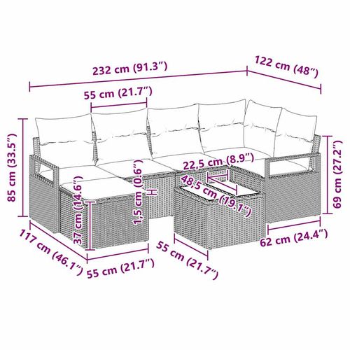 Zestaw Sof na Ogród 7 pcs Czarny Polirattan na Arena.pl